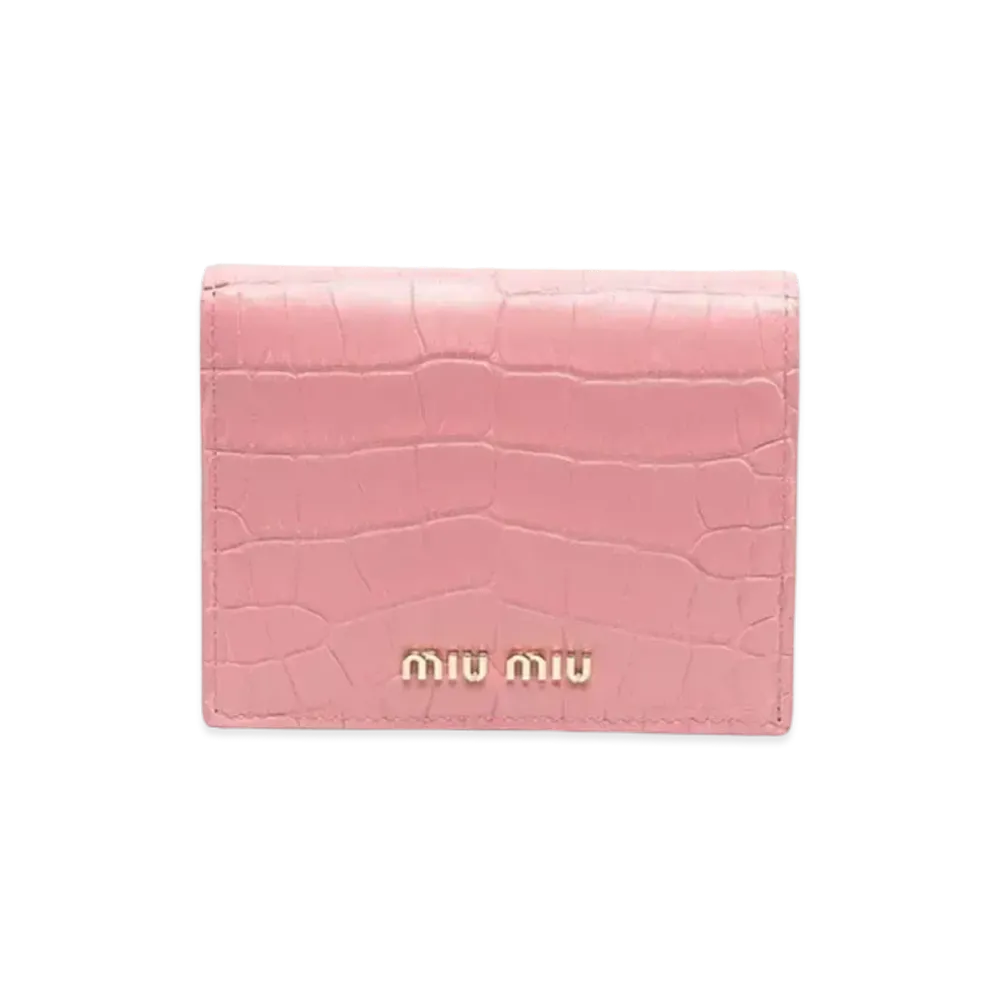 MIU MIU Crocodile Printed Leather Wallet "Pink"