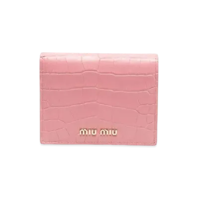 MIU MIU Crocodile Printed Leather Wallet "Pink"