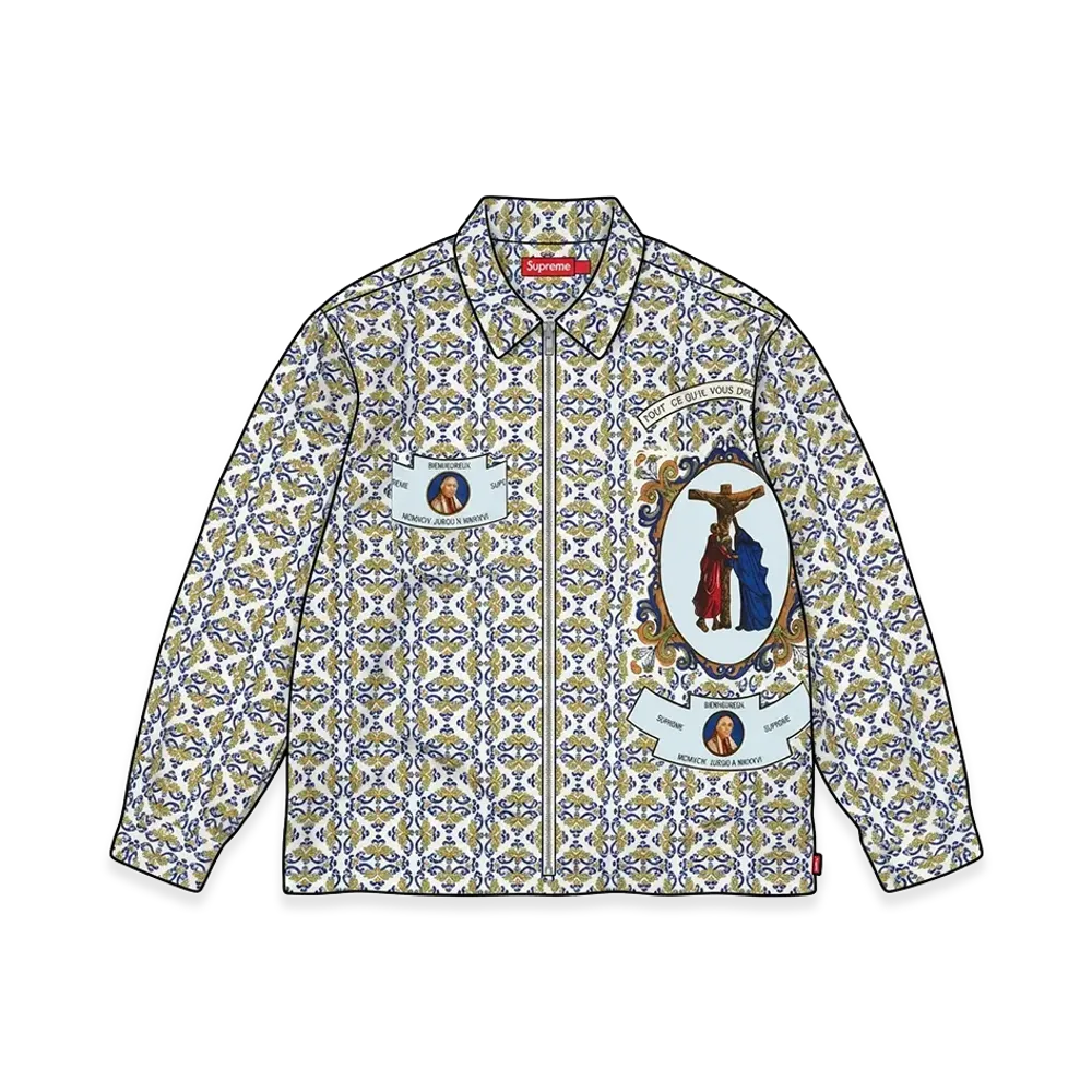 Supreme Devotion Flannel Zip Up Shirt "White"
