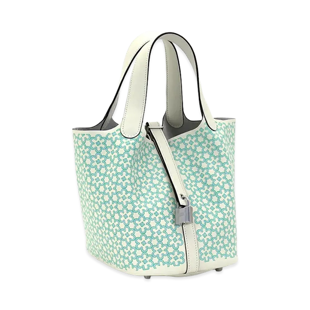 Hermes Women's Picotin Lock PM 18cm Lucky Daisy Veau Swift Handbag "Nata&Vert&Blanc/Nata"