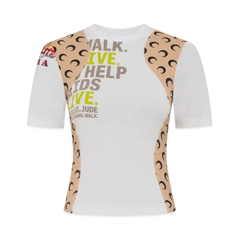 Marine Serre Regenerated Graphic T-Shirt Baby Fit T-Shirt "White #1"