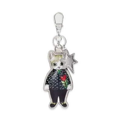GUCCI x Higuchi Yuko Cat (Boris) KeychainJapan Exclusive "Grey/Beige/Dark Brown"