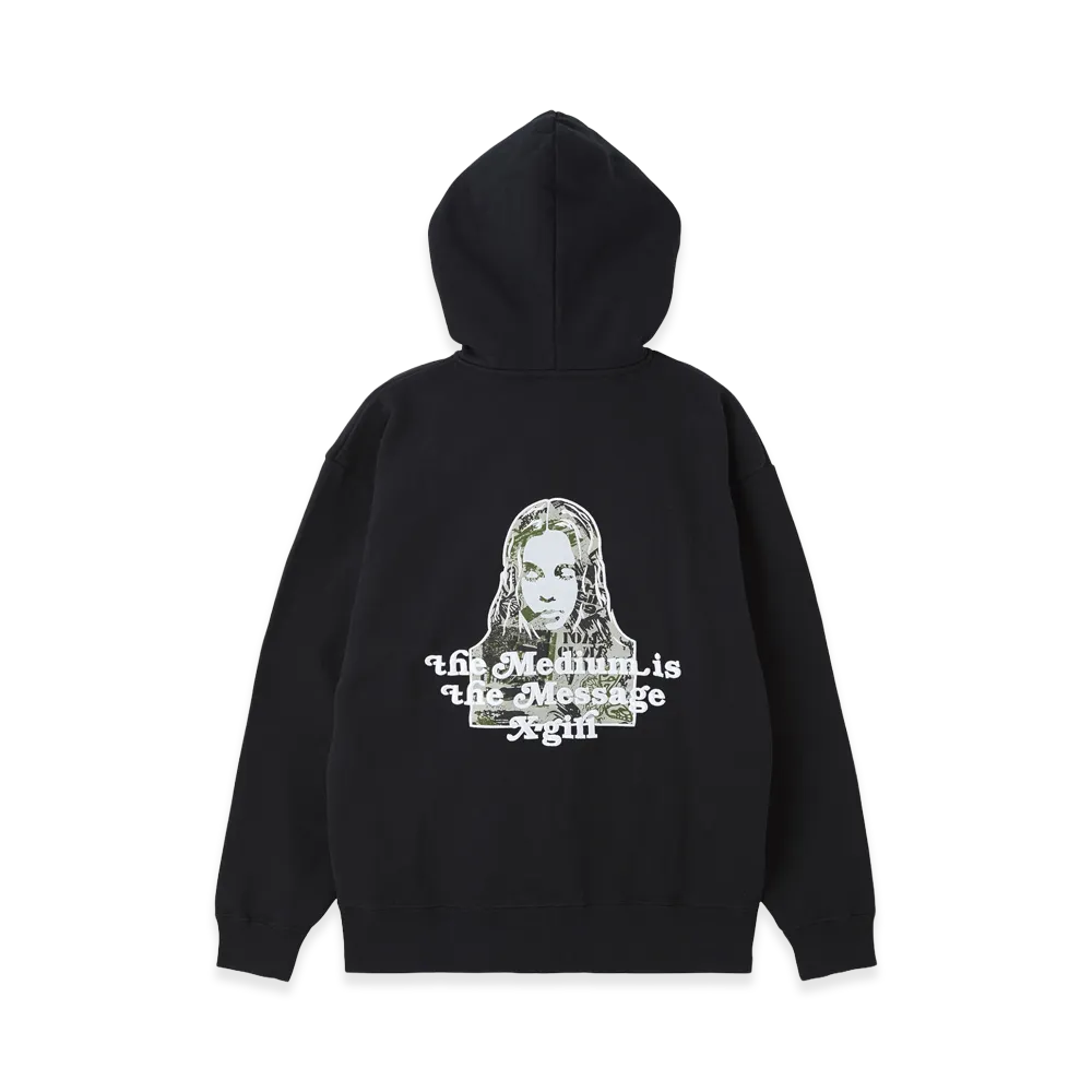 X-Girl Women's Brushed Collage Graphic Face Patch Zip Up Sweat Hoodie "Black"