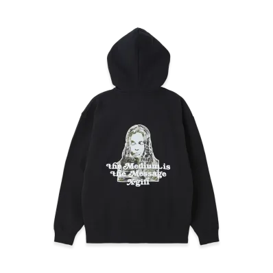 X-Girl Women's Brushed Collage Graphic Face Patch Zip Up Sweat Hoodie "Black"