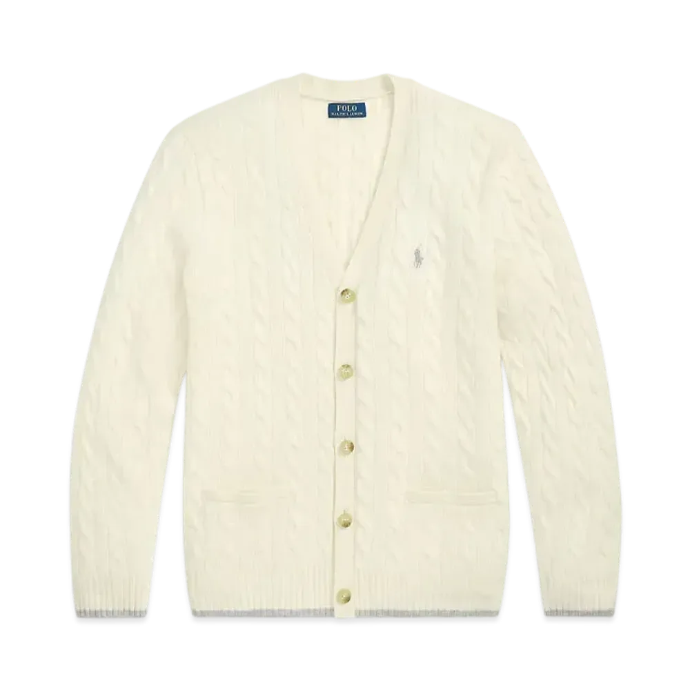 Polo Ralph Lauren Cable Knit Wool Cashmere Cardigan "Natural"