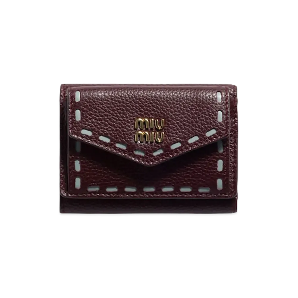 MIU MIU Leather Wallet "Burgundy/Lake Blue"