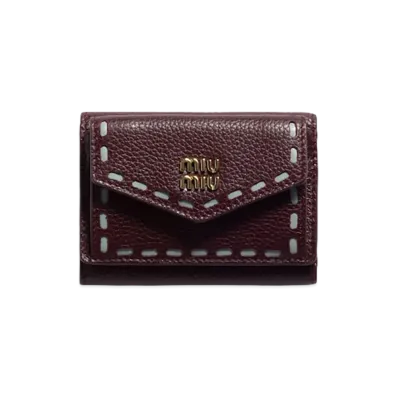 MIU MIU Leather Wallet "Burgundy/Lake Blue"