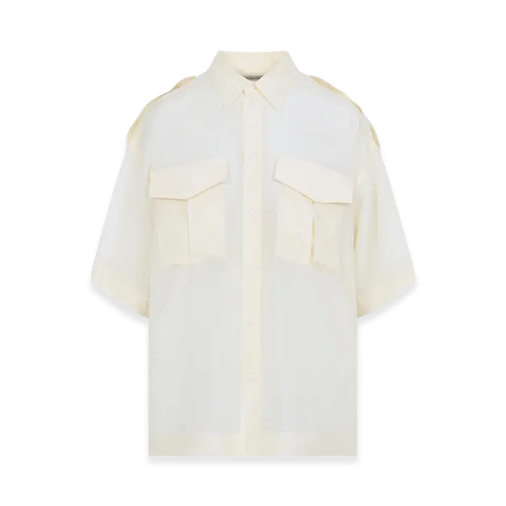 PHOEBE PHILO Lite Utility Short Sleeve Shirt "Vanilla"