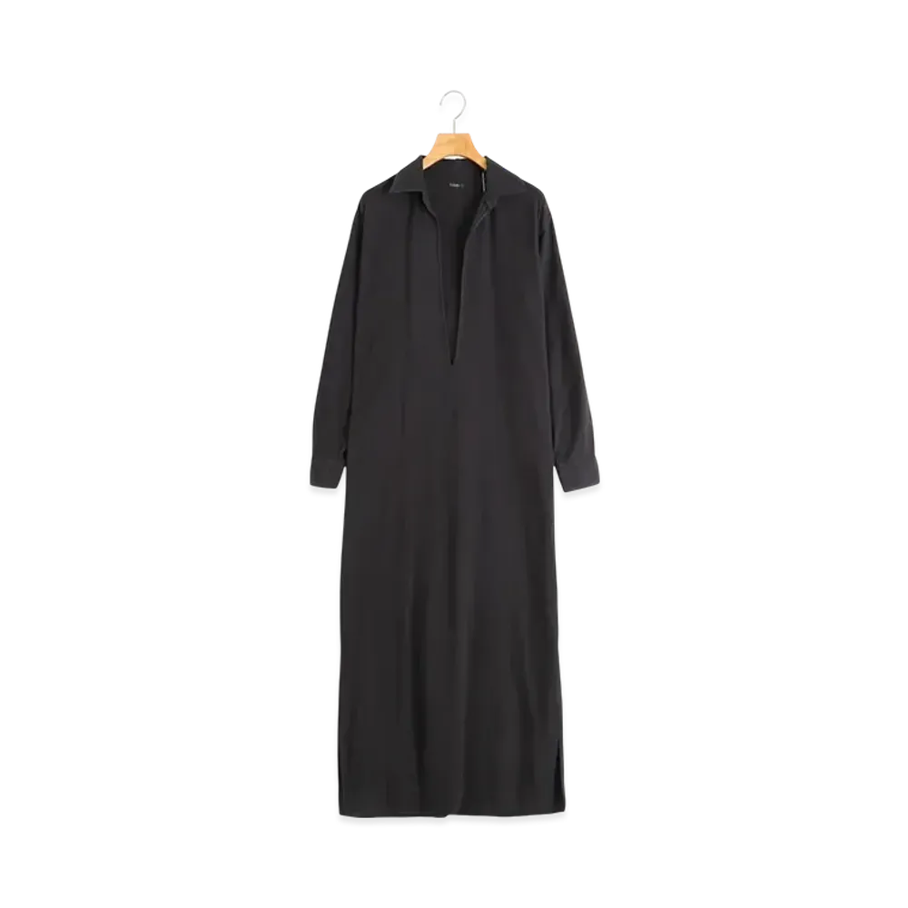 COMOLI Women's Raw Silk Dress "Black"