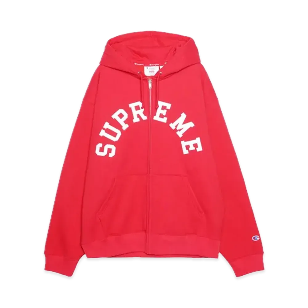Supreme x Champion Zip Up Hooded Sweatshirt "Red"
