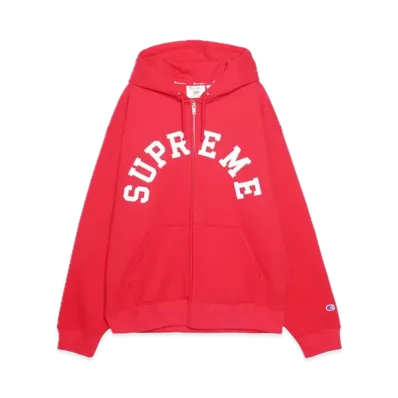 Supreme x Champion Zip Up Hooded Sweatshirt "Red"