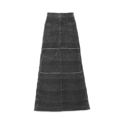 HYSTERIC GLAMOUR Scratched Long Denim Skirt "Black"