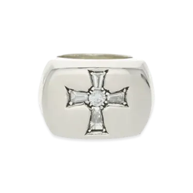 Chrome Hearts Big PJ Baguette Diamond Ring "Silver"