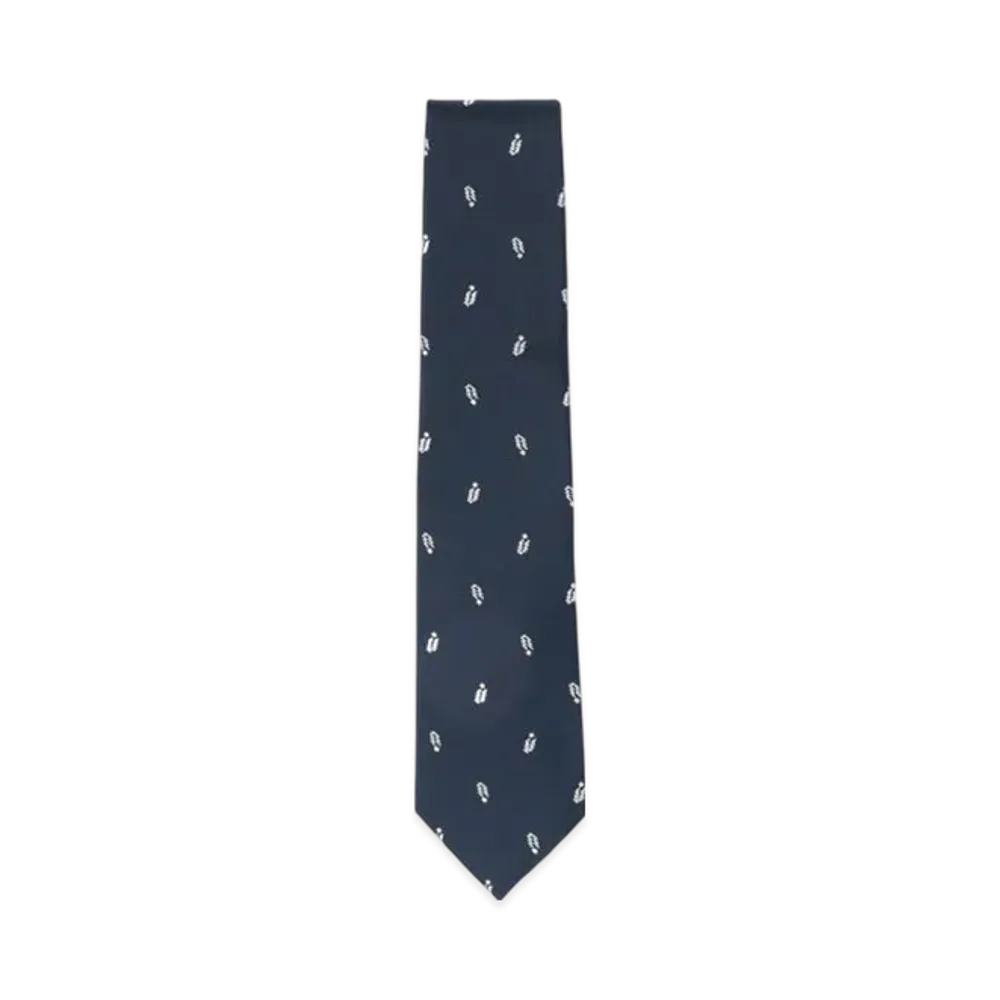BEAMS Silk Patterned Jacquard Tie "Navy"