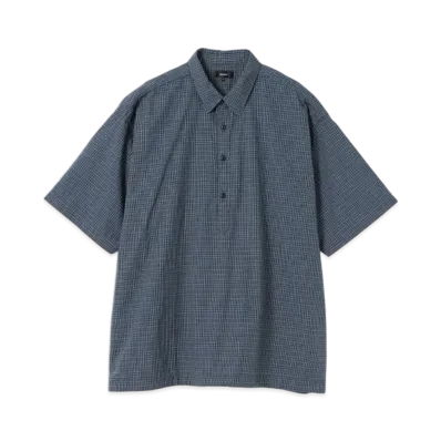 BEAMS Checked Easy Pullover Shirt "Navy"