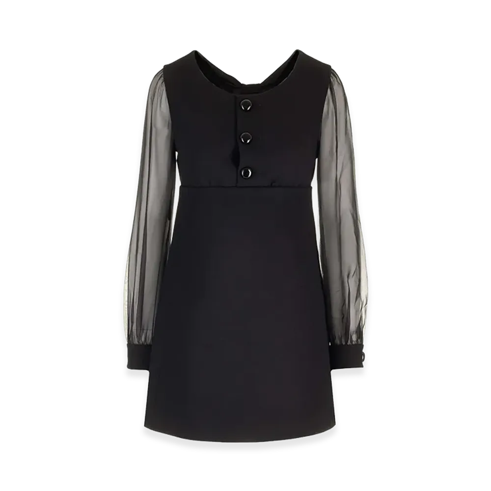 CELINE Women's Robe Trapeze Manche Mousseline "Black"