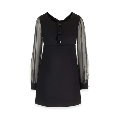 CELINE Women's Robe Trapeze Manche Mousseline "Black"