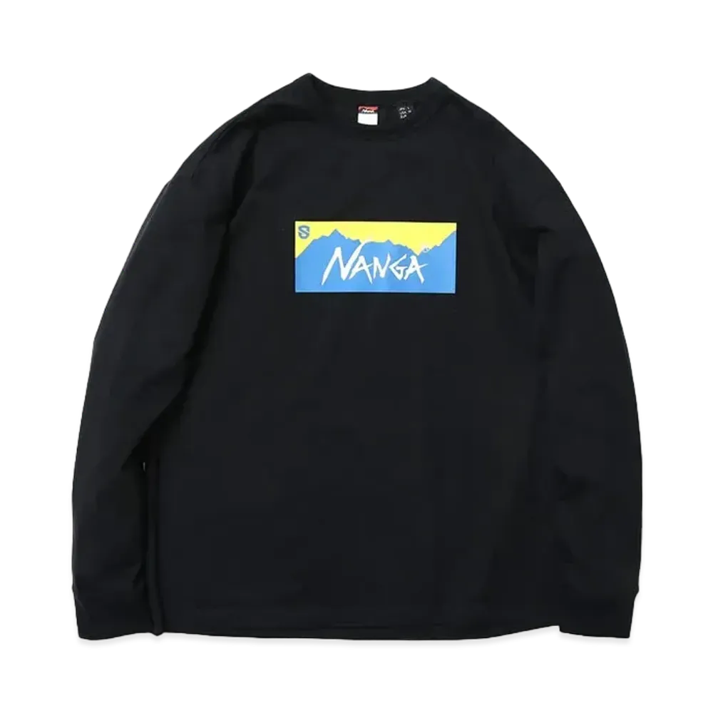 NANGA x SHIGA LAKES Box Logo L/S Tee "Black"