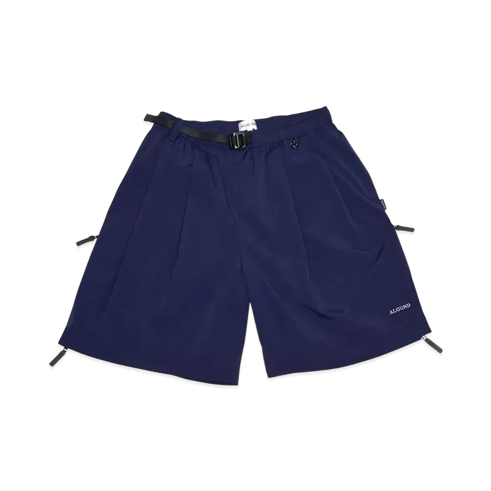 ALOUND Twotuck Belted Ventilation Nylon Shorts "Navy"