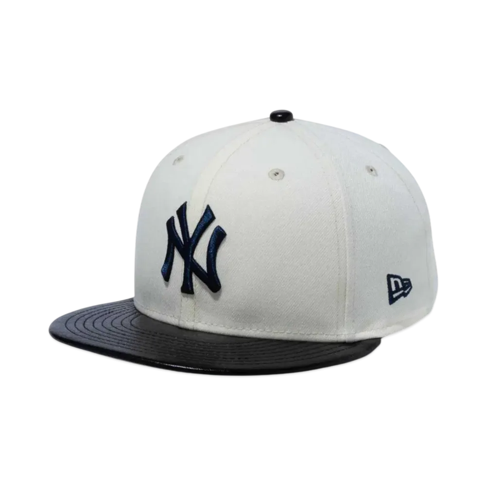 NEW ERA 59Fifty Leather Visor New York Yankees "Chrome White/Black Leather"