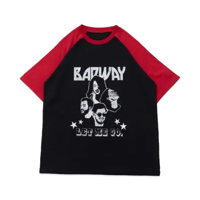 BADWAY rock raglan T "BLACK RED"