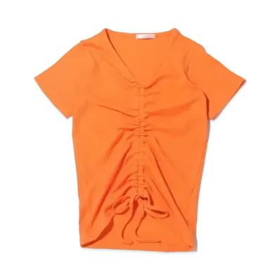 atmos pink Front Drawstring Ribbed T-Shirt "Orange"