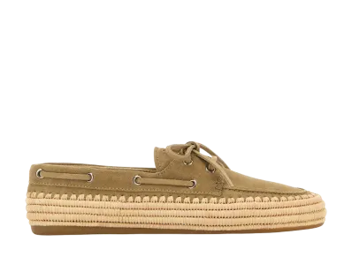MIU MIU Women's Suede and Raffia Boat Shoes "Beige"