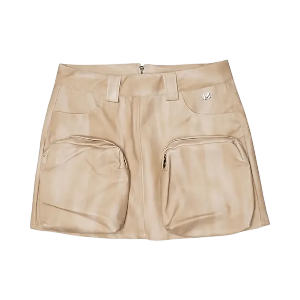 HTH faux leather mini skirt "BEIGE"
