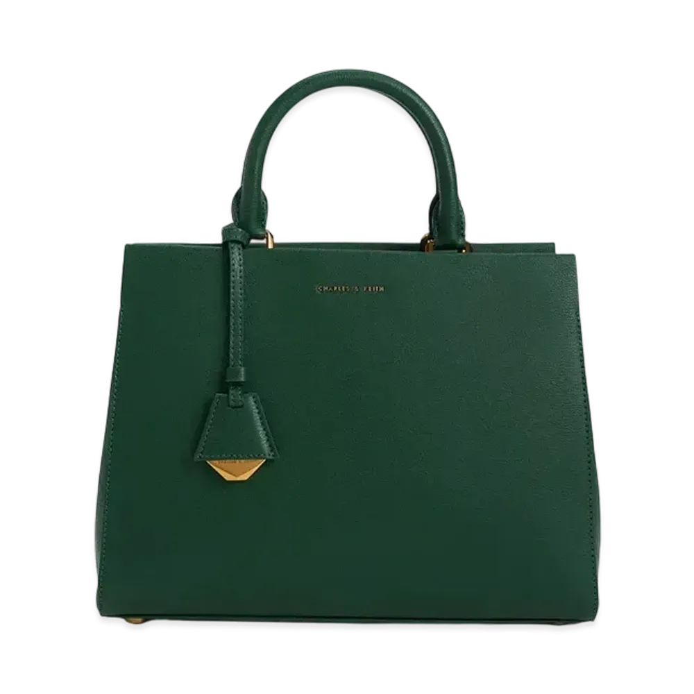 CHARLES & KEITH Classic Structure Handbag "DarkGreen"