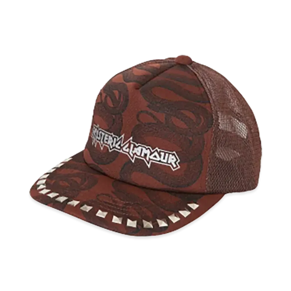HYSTERIC GLAMOUR Snake Loop Studded Mesh Cap "Brown"