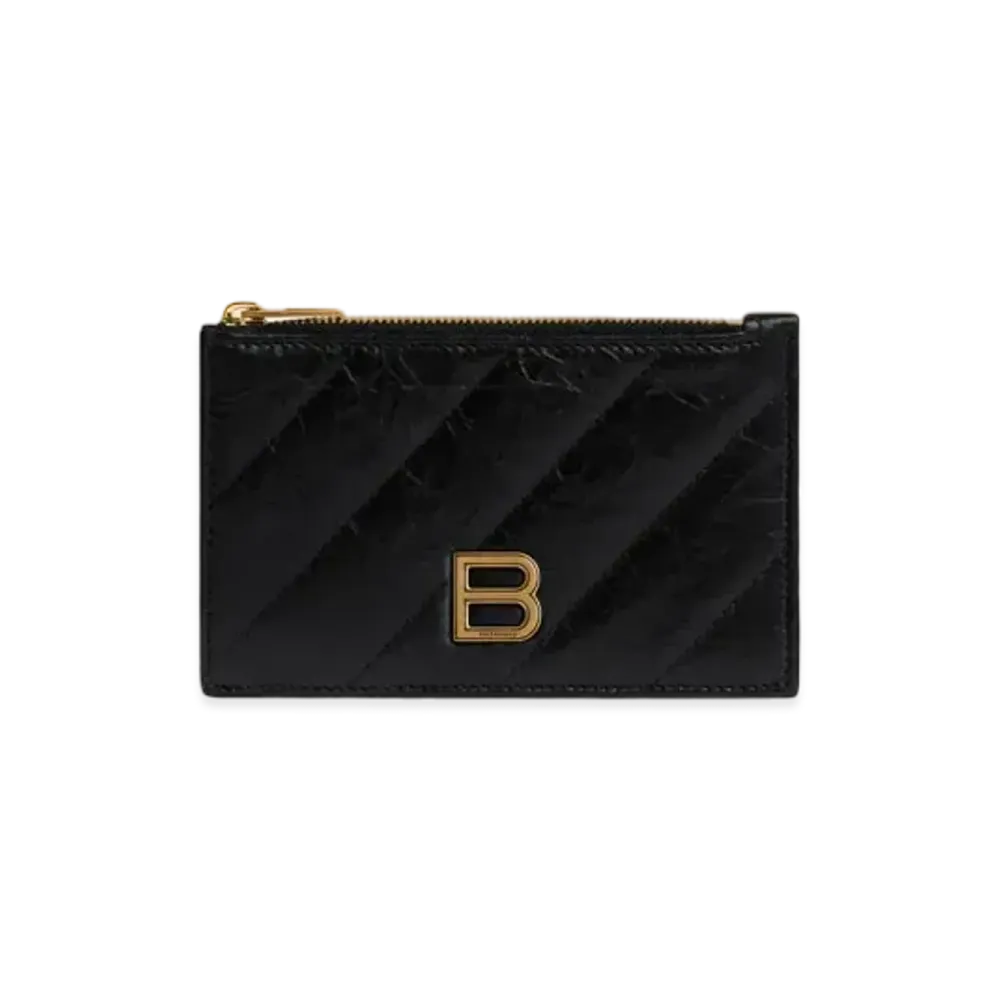 BALENCIAGA Crush Long Coin and Card Holder Quilted "Black"