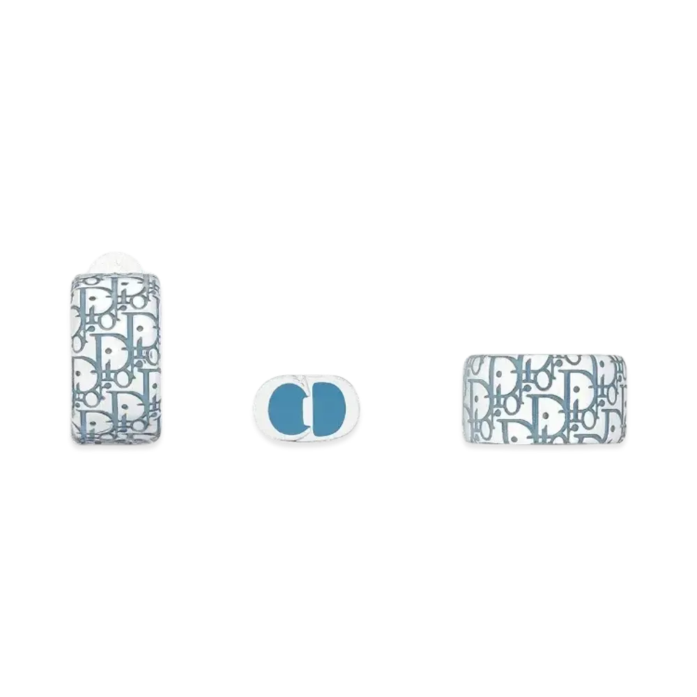 Dior Oblique Earring Set Brass and Resin