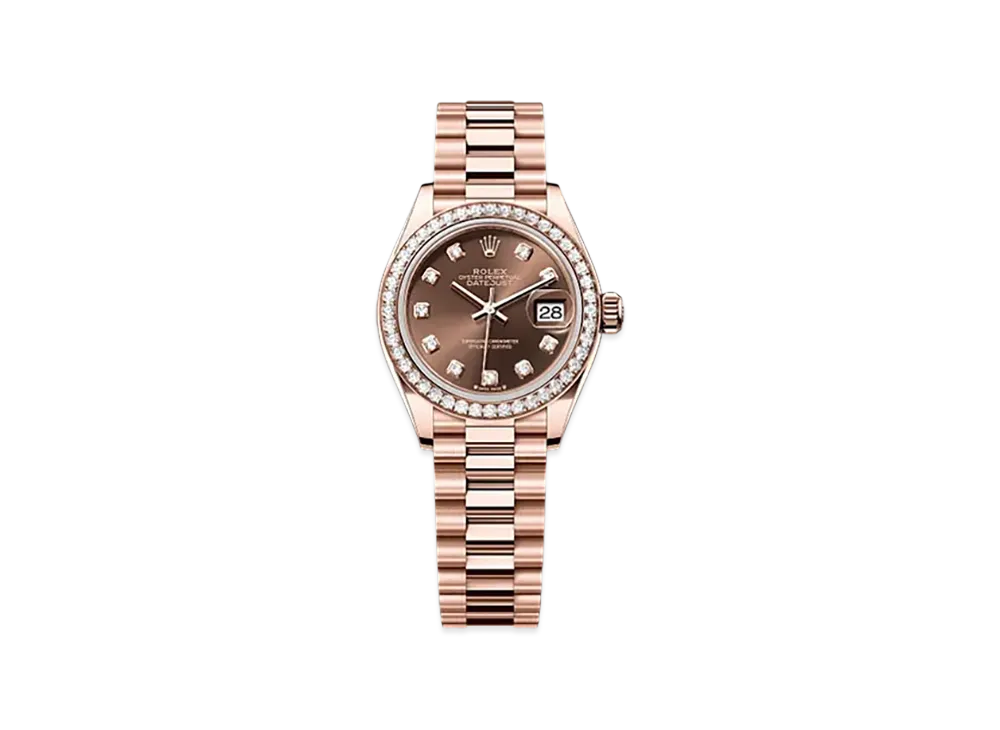 ROLEX Lady-Datejust 28mm Everose Gold Diamond 279135RBR "Chocolate"