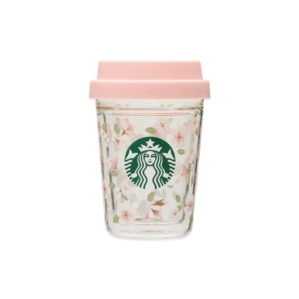 STARBUCKS SAKURA 2024 Double Wall Heat Resistant Glass Cup 296ml "Pink"