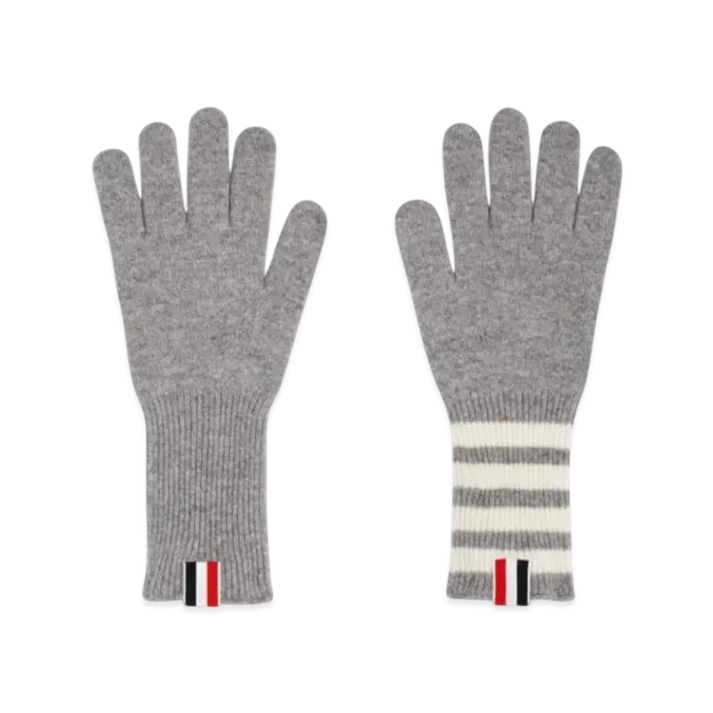 THOM BROWNE 4-Bar Cashmere Gloves "Gray"
