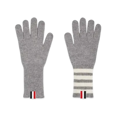 THOM BROWNE 4-Bar Cashmere Gloves "Gray"