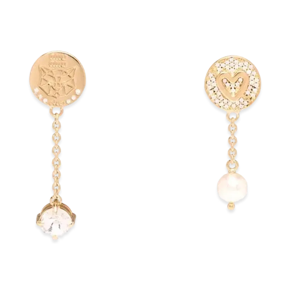 MIU MIU Miu Pave Crystal x Pearl Earrings "Gold/Crystal"