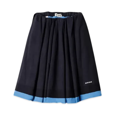 MIU MIU Women's Knit and Poplin Skirt "Blue/Light Blue"