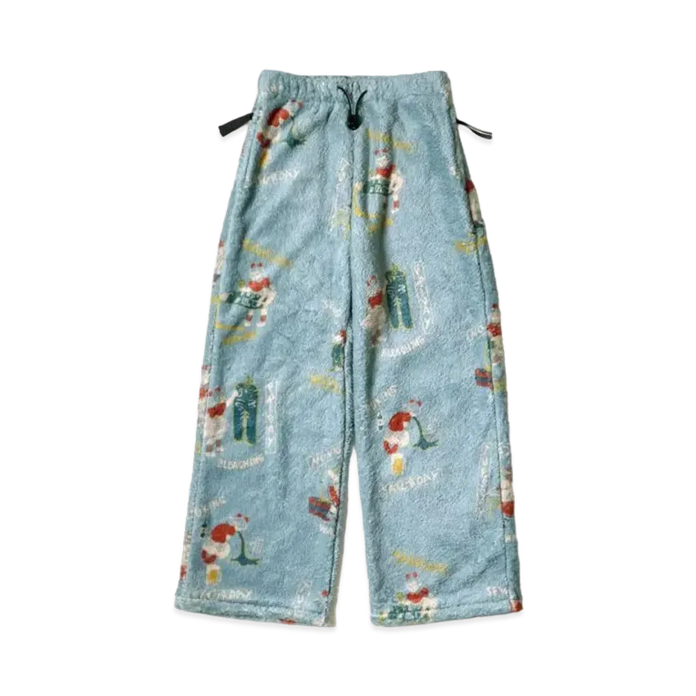 KAPITAL Country Calendar Fleece Easy Straight Pants "Sax"