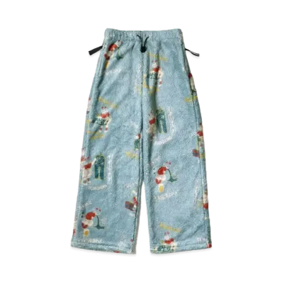 KAPITAL Country Calendar Fleece Easy Straight Pants "Sax"