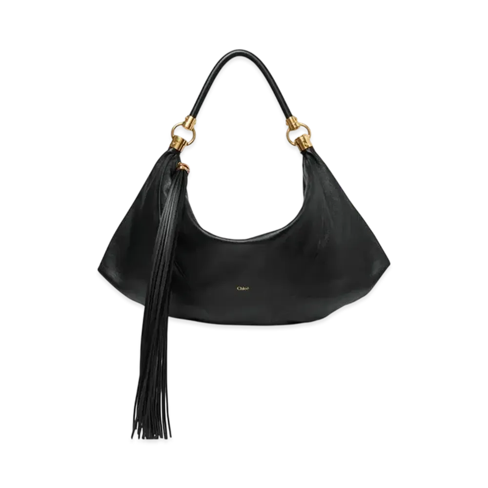 Chloe Foulard Shoulder Bag In Grained Leather "Black"