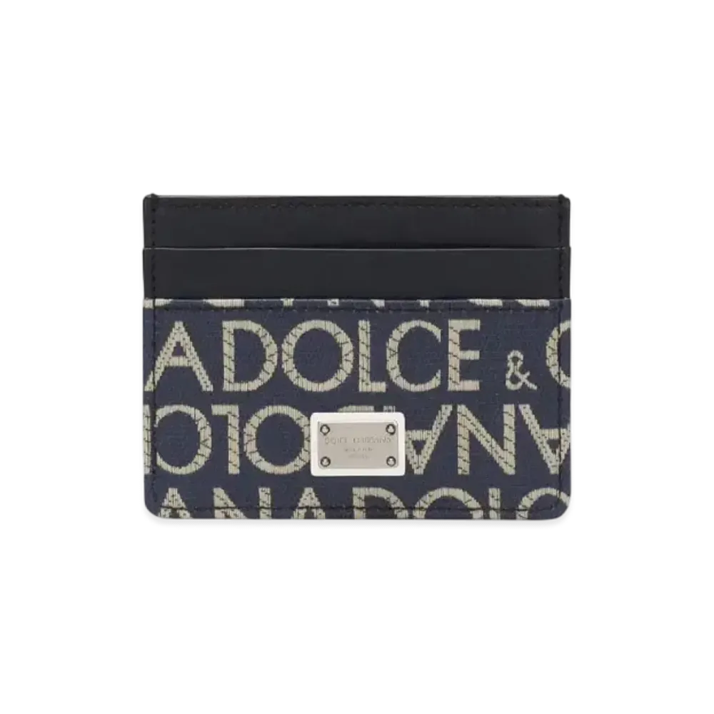 DOLCE&GABBANA Coated Jacquard Card Holder "Blue"