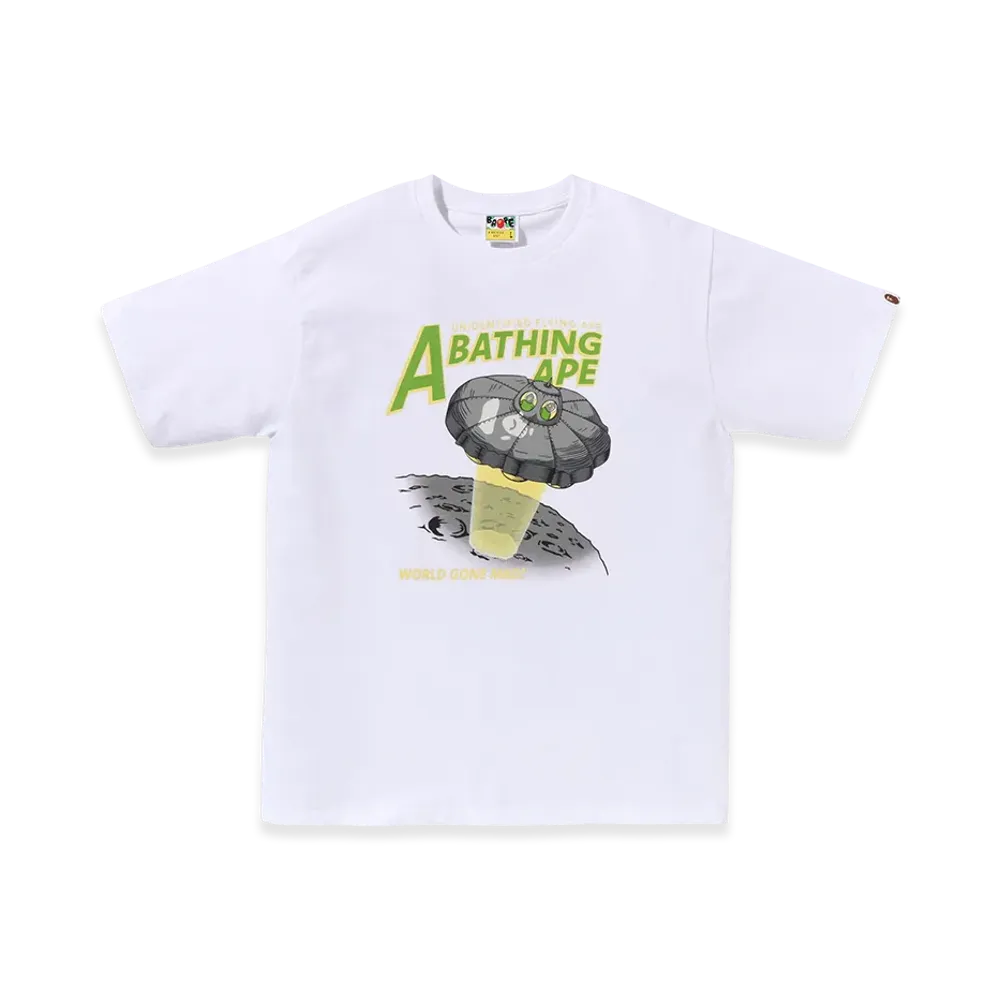 A BATHING APE Ape Head UFO On Moon Tee "White"