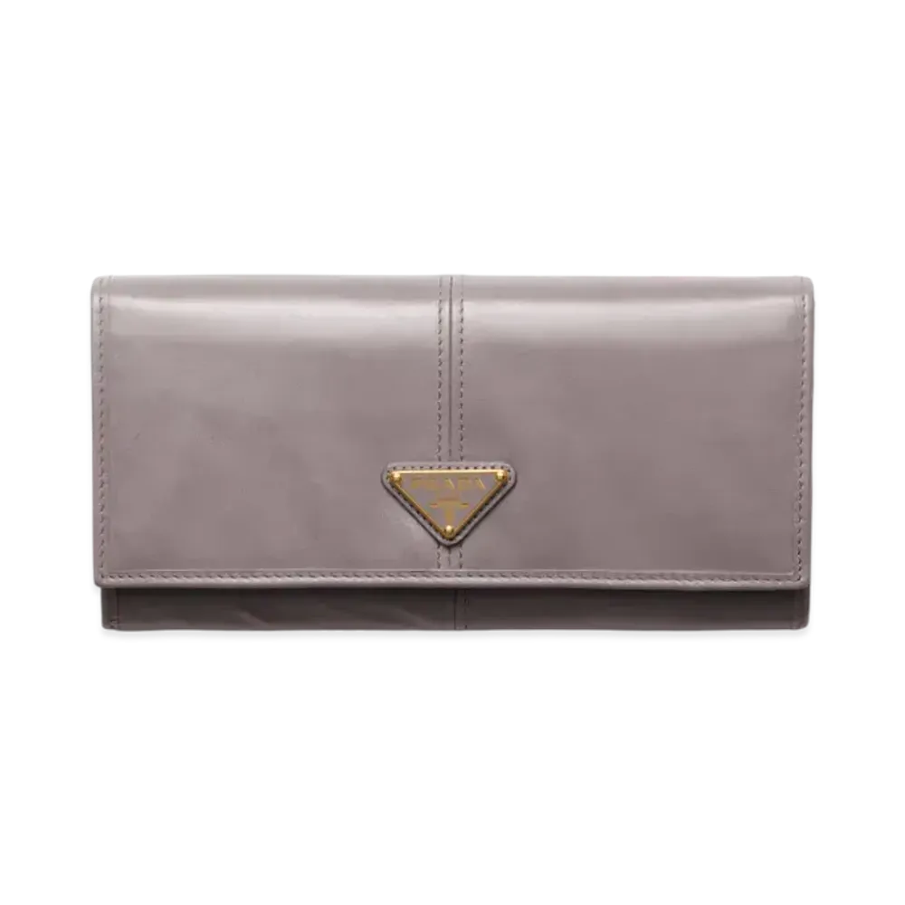 PRADA Large Leather Wallet "Gray"