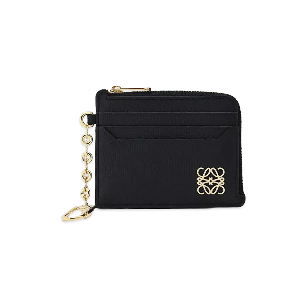 LOEWE Women's Anagram Square Coin Card Holder "Black/Gold"