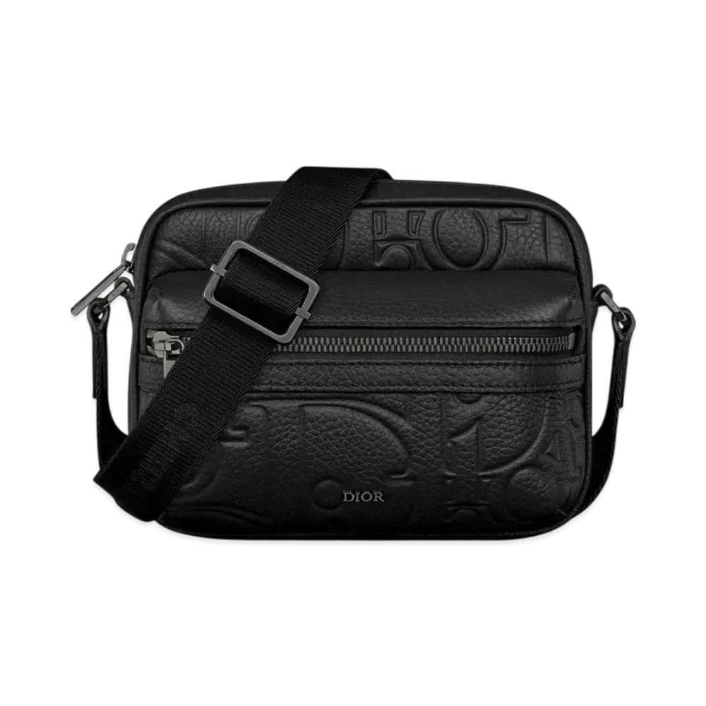 Dior Mini Rider 2.0 Zipped Messenger Bag Dior Gravity Leather and Grained Calfskin "Black"