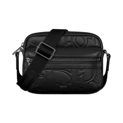 Dior Mini Rider 2.0 Zipped Messenger Bag Dior Gravity Leather and Grained Calfskin "Black"