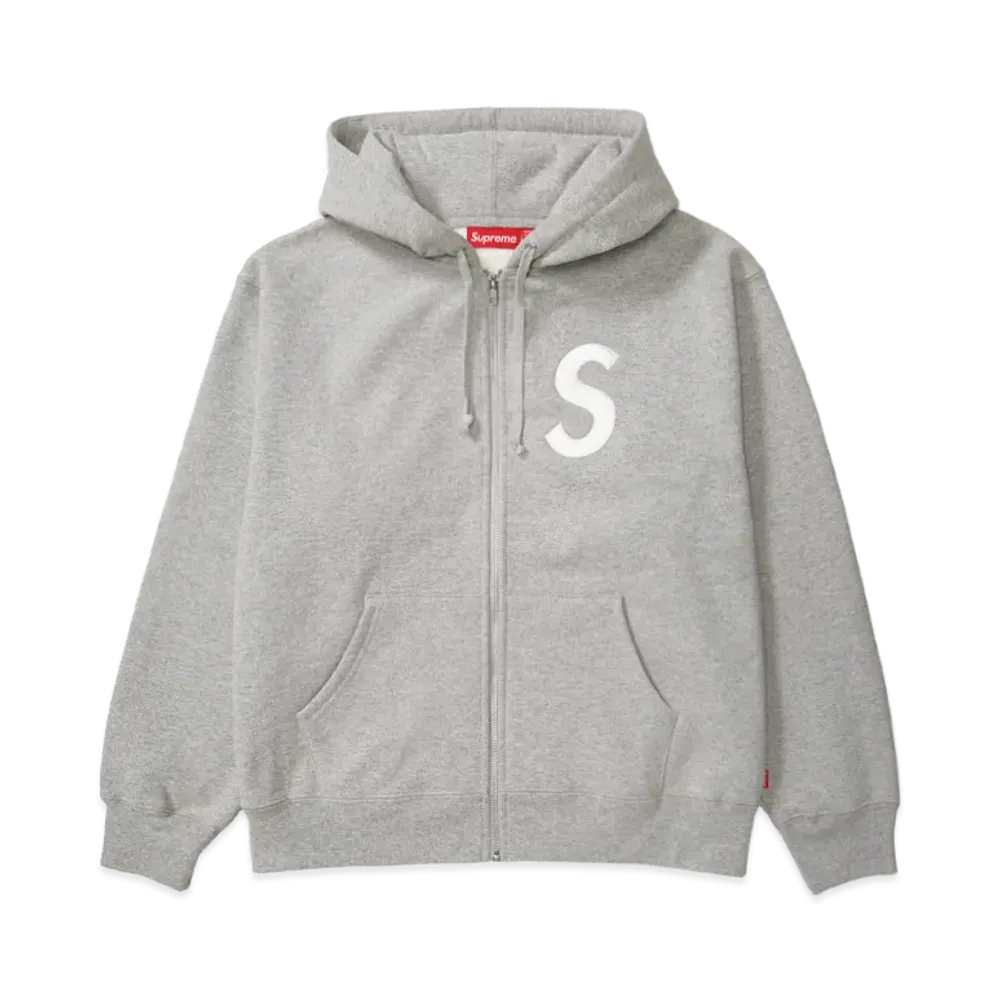 Supreme S Logo Zip Up Hooded Sweatshirt (25FW) "Heather Grey"
