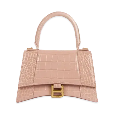 BALENCIAGA Women's Hourglass Small Top Handle Bag "Beige"