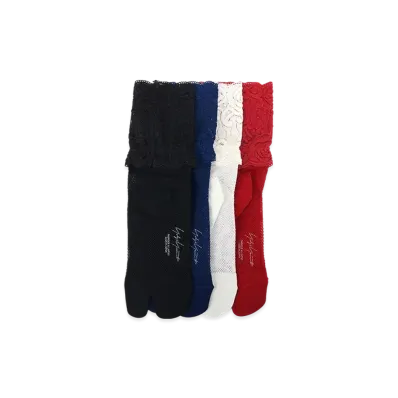 Yohji Yamamoto Mesh/Lace Tabi Socks "Ivory/Red/Navy/Black"